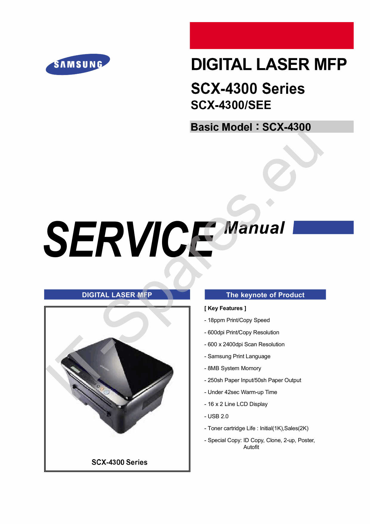 Samsung Digital-Laser-MFP SCX-4300 Parts Manual-1